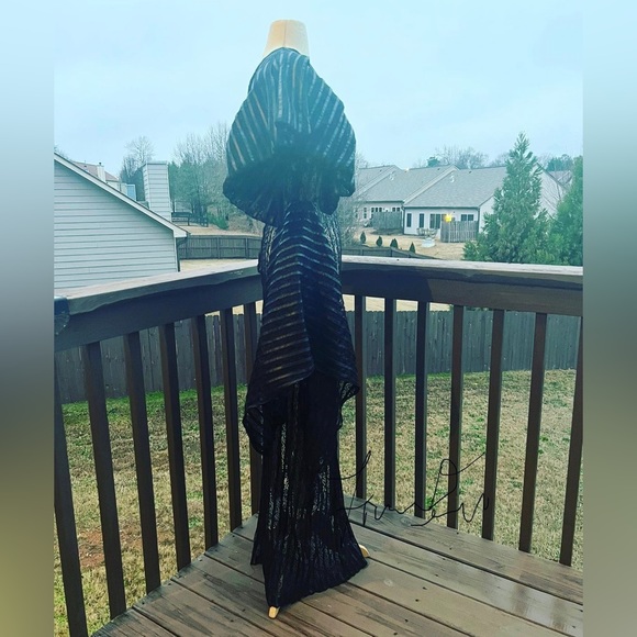 Black Lace Gown size medium 6/8 Fancy By Francesca Watson Designer sample sale - Picture 9 of 10